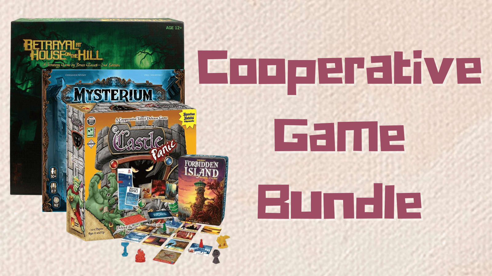 Cooperative Game Bundle: Betrayal at House on the Hill, Mysterium, Castle Panic, Forbidden Island 